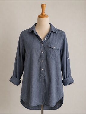 J. Crew Women’s Slate Blue Casual Button-Down Shirt